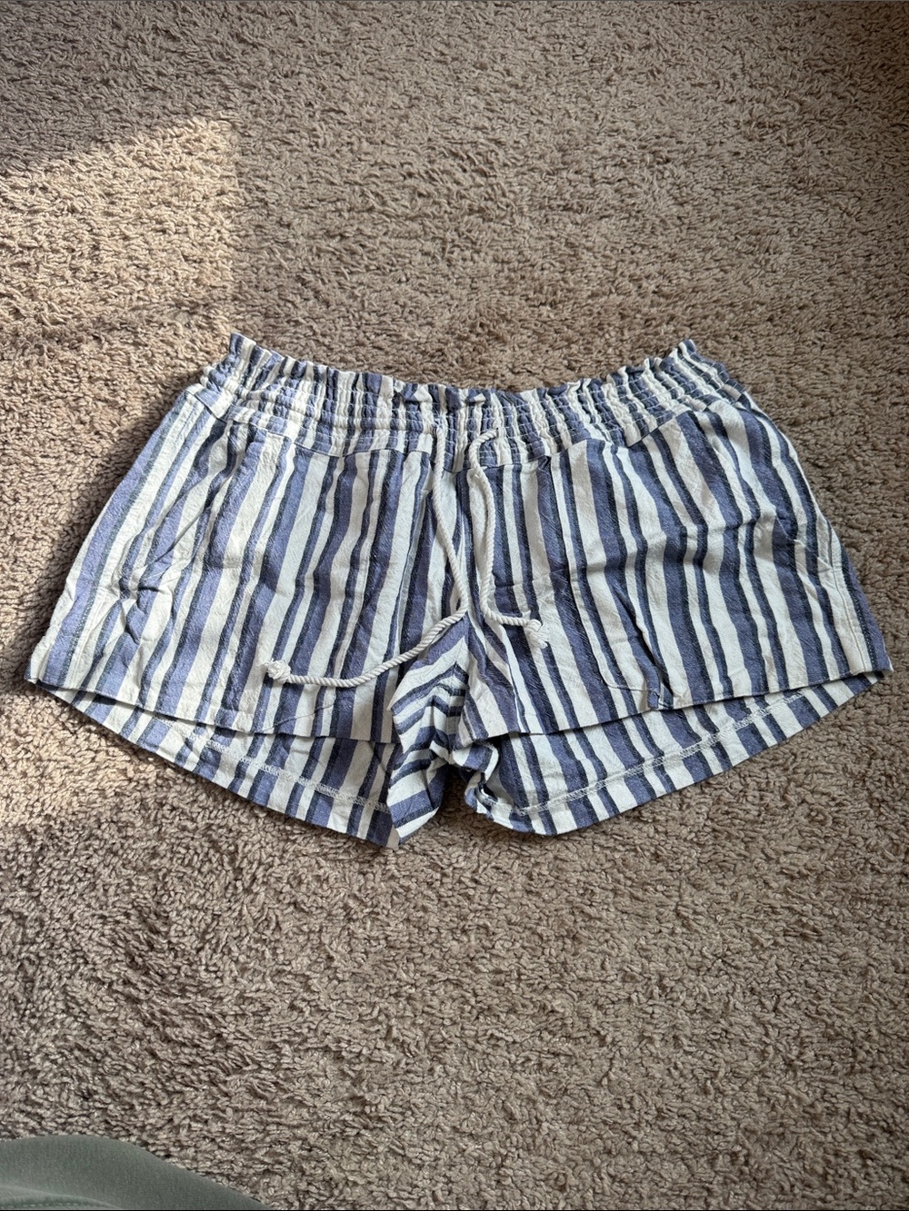 Roxy Navy and White Striped Athletic Shorts